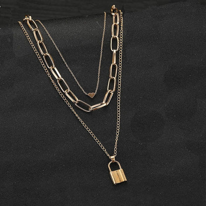 Gold Plated Lock Necklace