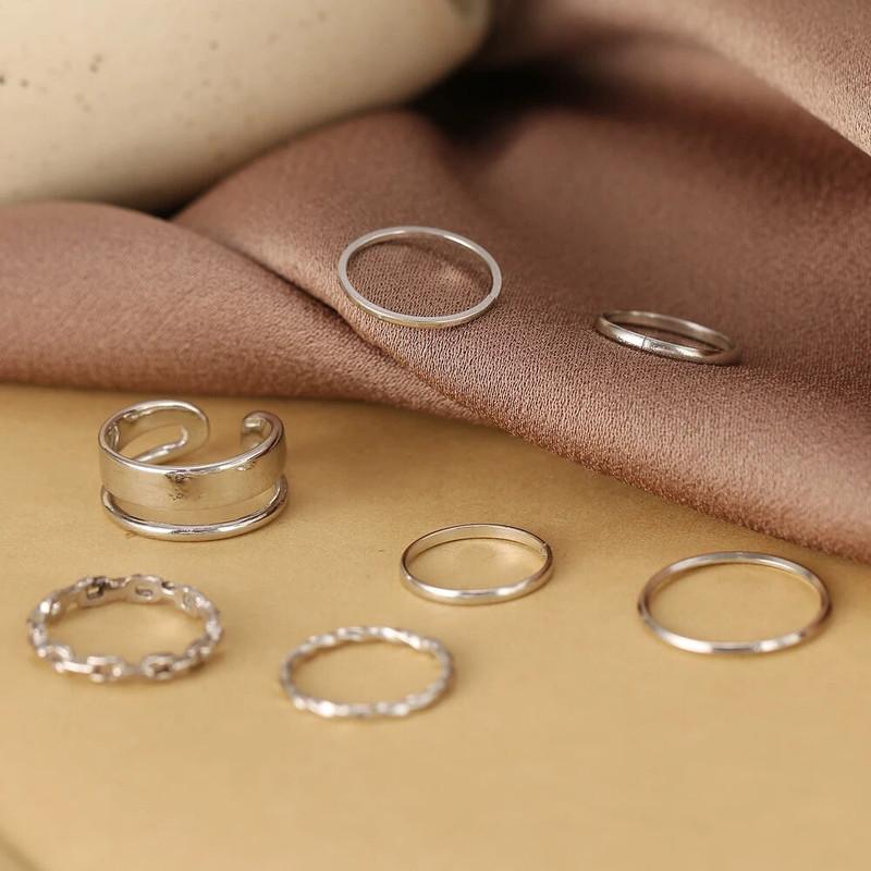 Silver Plated Ring Set (7 Pcs)