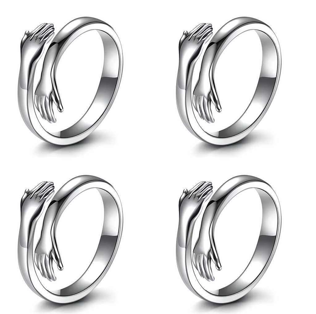 Silver Plated Hug Ring (Pack of 4)