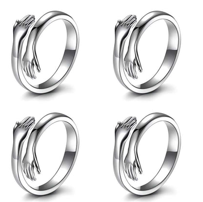 Silver Plated Hug Ring (Pack of 4)