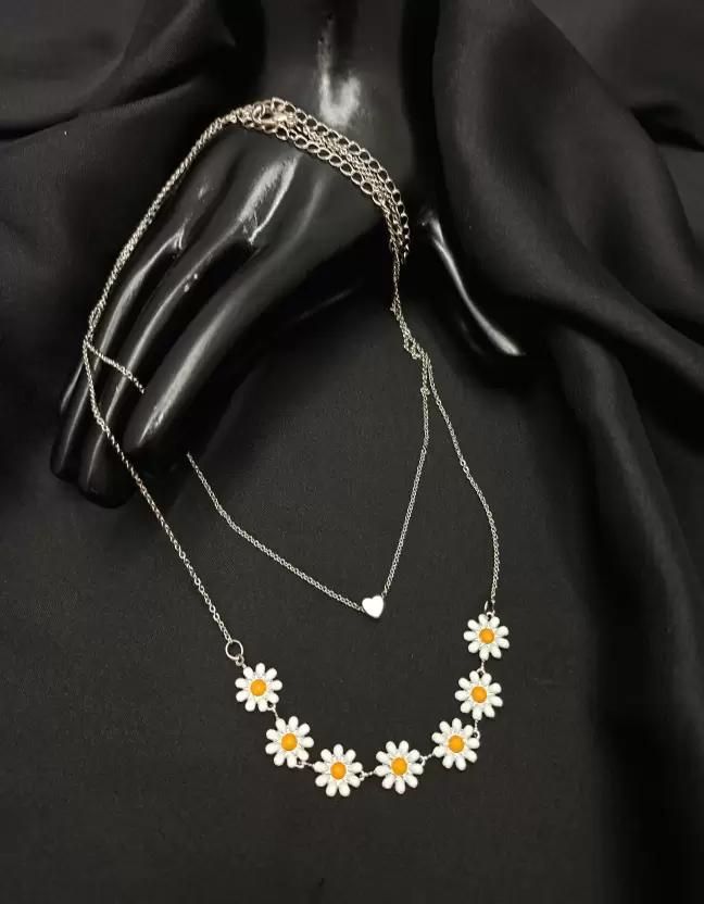 Golden Daisy Heart Two-Layered Necklace