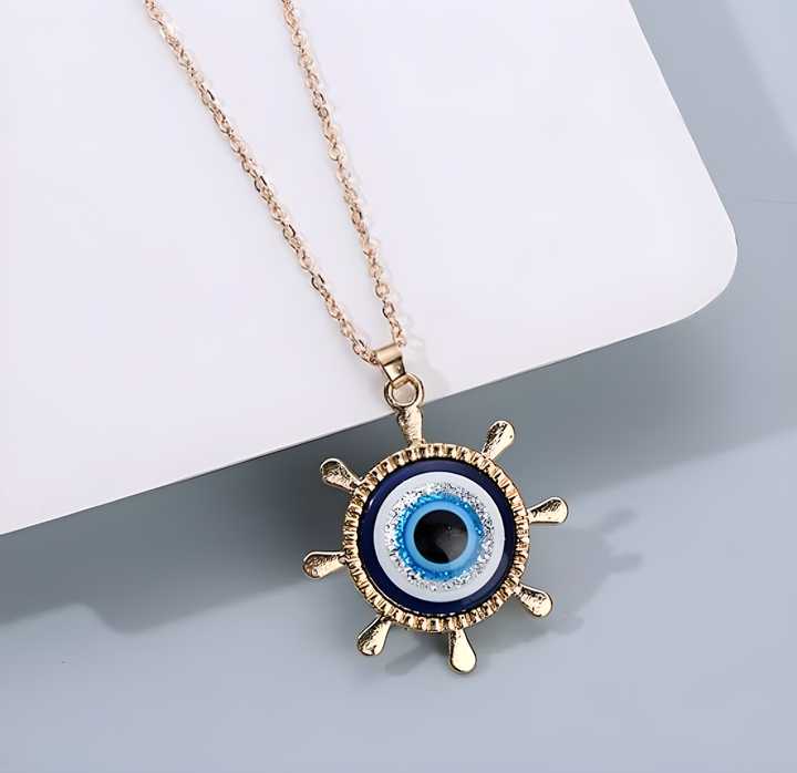 Silver Evil Eye Pendant Chain